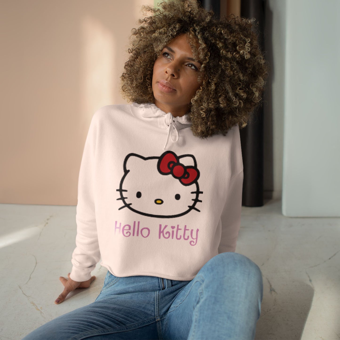 Hello Kitty Crop Top Hoodie Long Sweater