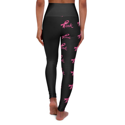 Pink Ribbon High Waisted Yoga Leggings Breast Cancer Awareness