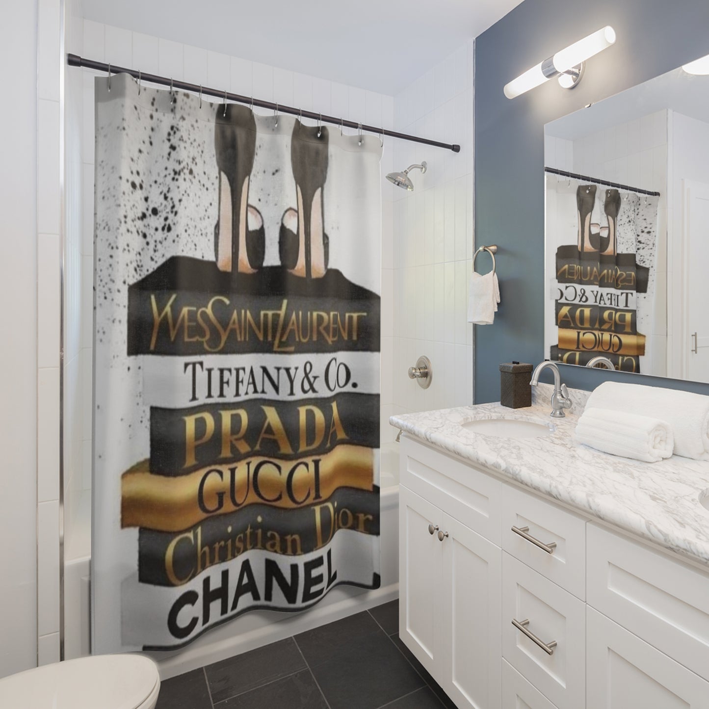 Red Bottom Designer Shower Curtain