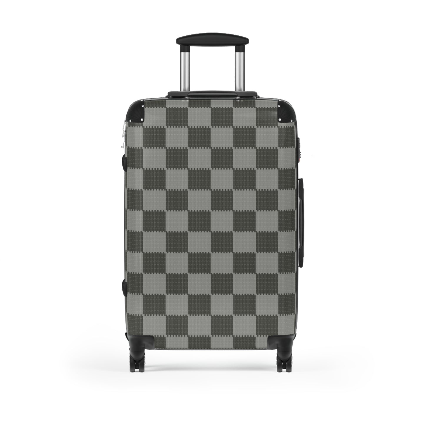 Gray Patchwork Suitcase, Stylish Expandable Luggage,  Fashionable Carry-On