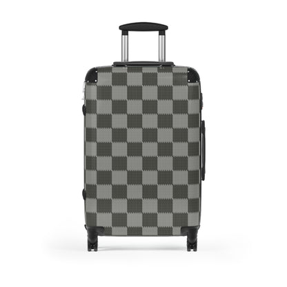 Gray Patchwork Suitcase, Stylish Expandable Luggage,  Fashionable Carry-On