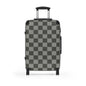 Gray Patchwork Suitcase, Stylish Expandable Luggage,  Fashionable Carry-On