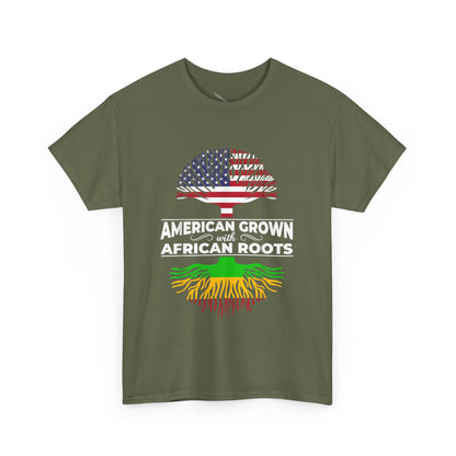 American Grown African Roots Tree Graphic Retro T-Shirt - Melanin Pride Black