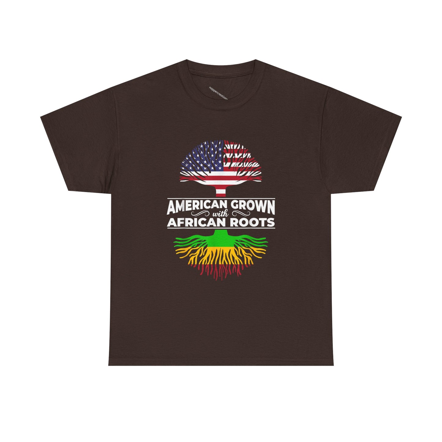 American Grown African Roots Tree Graphic Retro T-Shirt - Melanin Pride Black