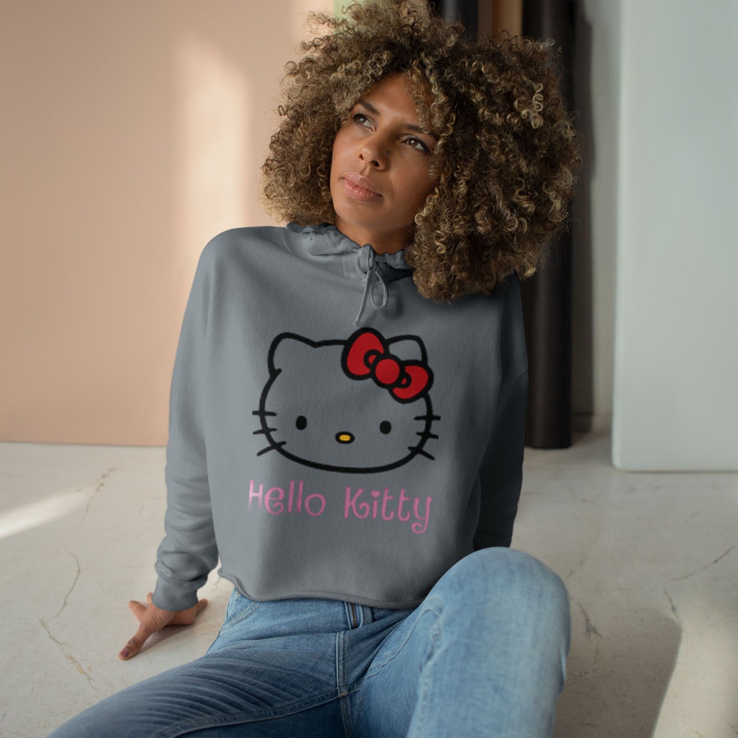 Hello Kitty Crop Top Hoodie Long Sweater