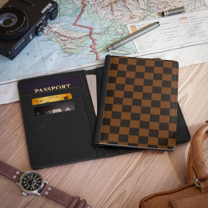 Patchwork Passport Cover, Travel Wallet Holder, Chess Pattern Organizer