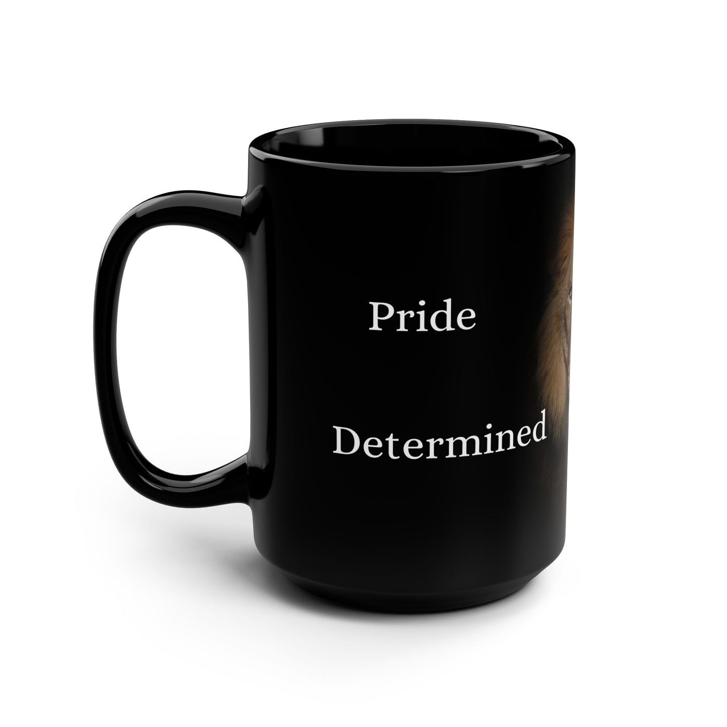 Lion Inspirational Motivational Black Mug, 15oz