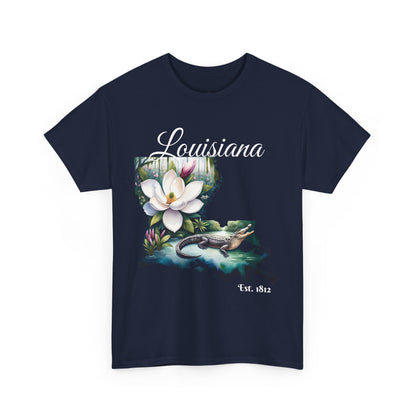 Louisiana Watercolor Tee, Alligator Swamp Graphic, Magnolia State Flower Shirt,