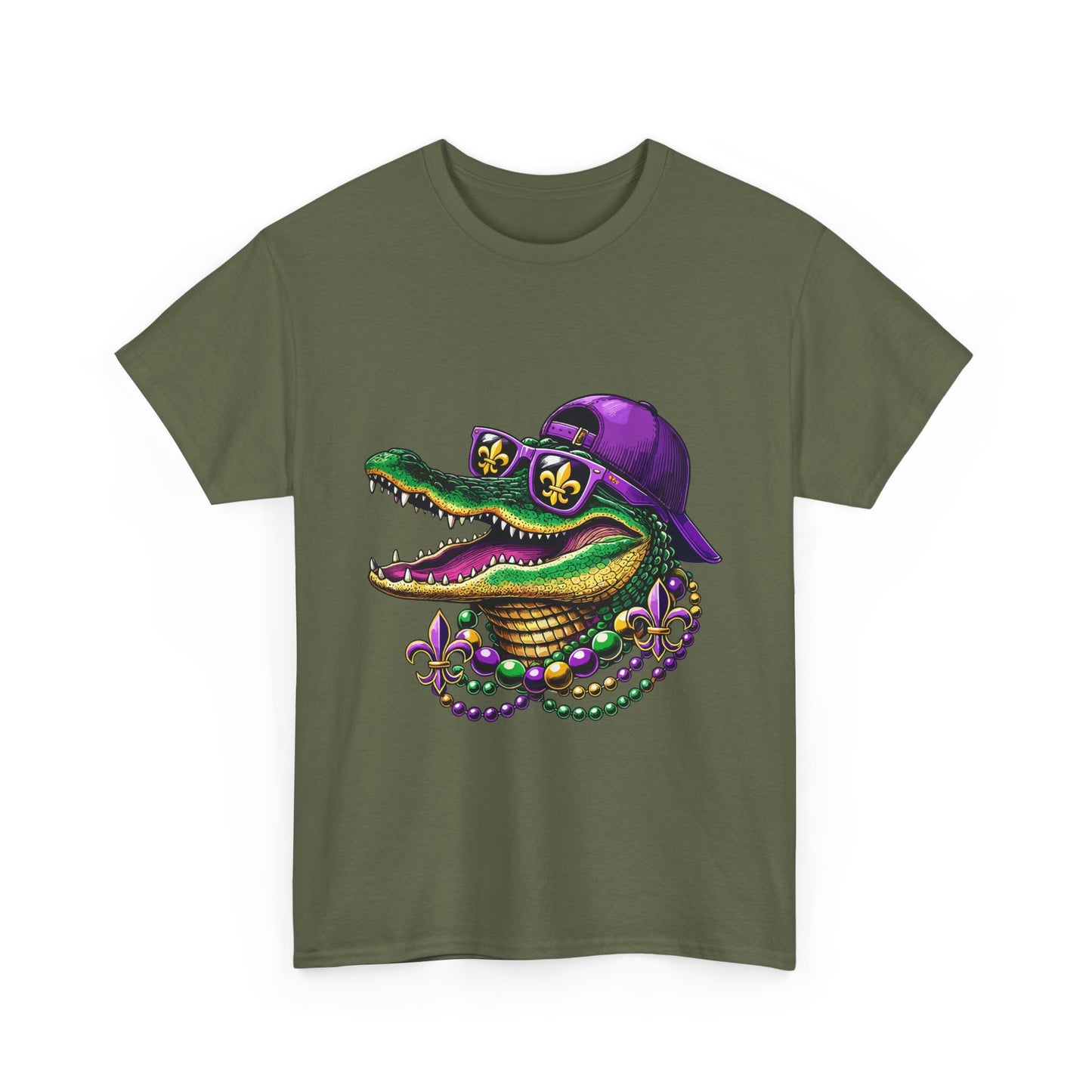 Mardi Gras New Orleans Alligator Graphic T-Shirt, New Orleans Fans, Swamp, Bayou