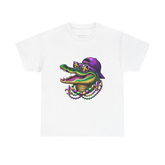 Mardi Gras New Orleans Alligator Graphic T-Shirt, New Orleans Fans, Swamp, Bayou