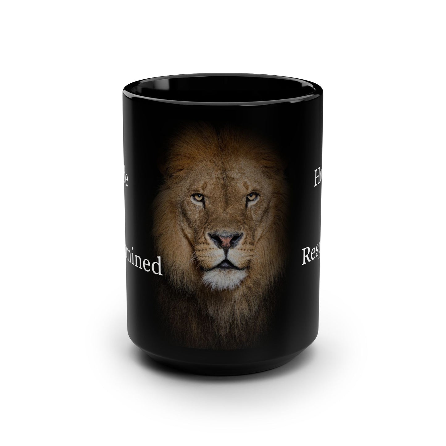 Lion Inspirational Motivational Black Mug, 15oz