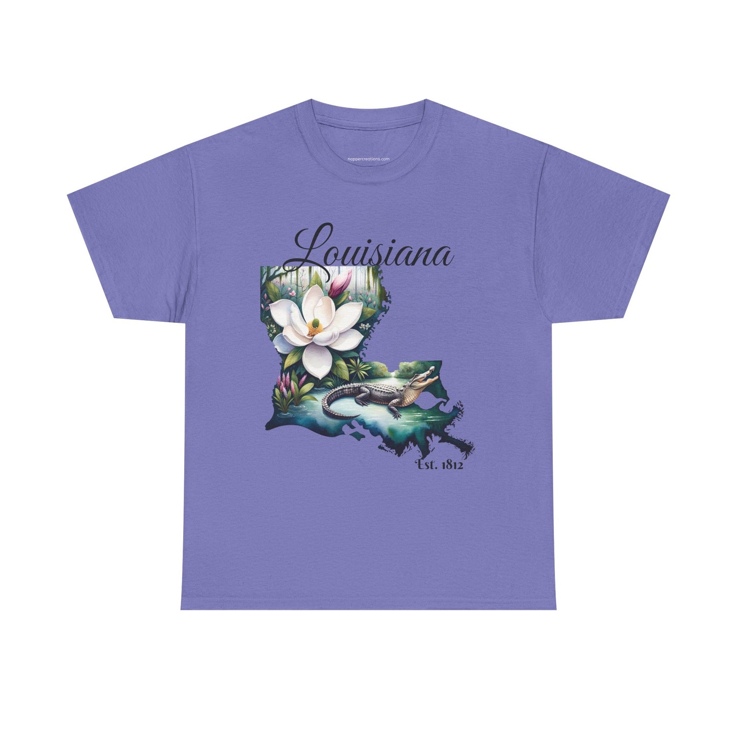 Louisiana Watercolor Tee, Alligator Swamp Graphic, Magnolia State Flower Shirt,