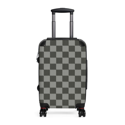 Gray Patchwork Suitcase, Stylish Expandable Luggage,  Fashionable Carry-On
