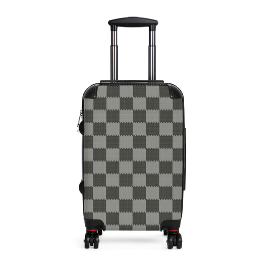 Gray Patchwork Suitcase, Stylish Expandable Luggage,  Fashionable Carry-On