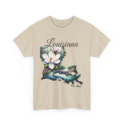 Louisiana Watercolor Tee, Alligator Swamp Graphic, Magnolia State Flower Shirt,