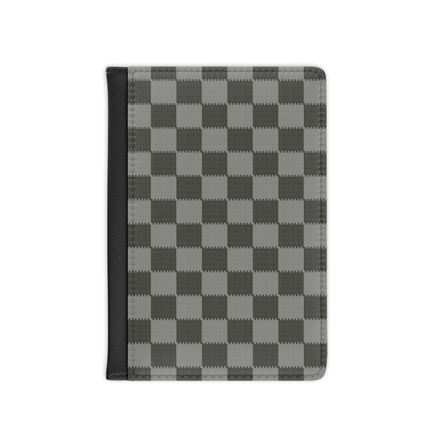 Gray Patchwork Passport Cover, Travel Wallet Holder, Chess Pattern Organizer