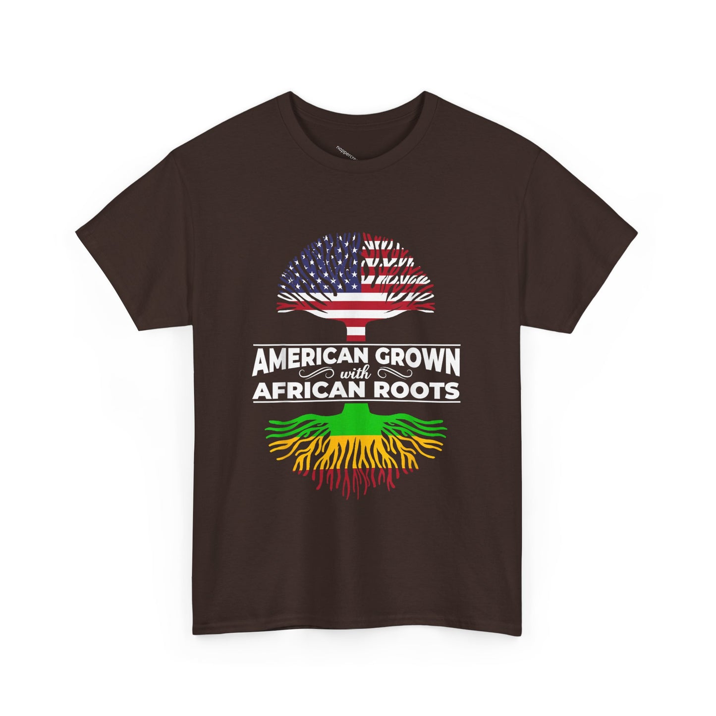 American Grown African Roots Tree Graphic Retro T-Shirt - Melanin Pride Black
