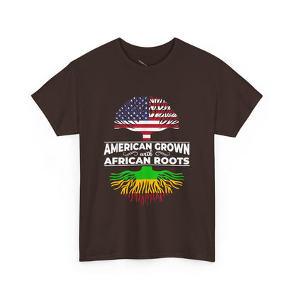 American Grown African Roots Tree Graphic Retro T-Shirt - Melanin Pride Black