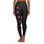 Pink Ribbon High Waisted Yoga Leggings Breast Cancer Awareness