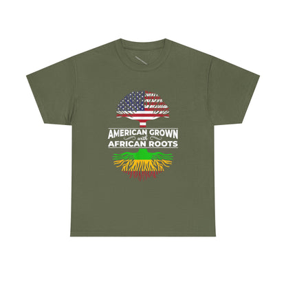American Grown African Roots Tree Graphic Retro T-Shirt - Melanin Pride Black