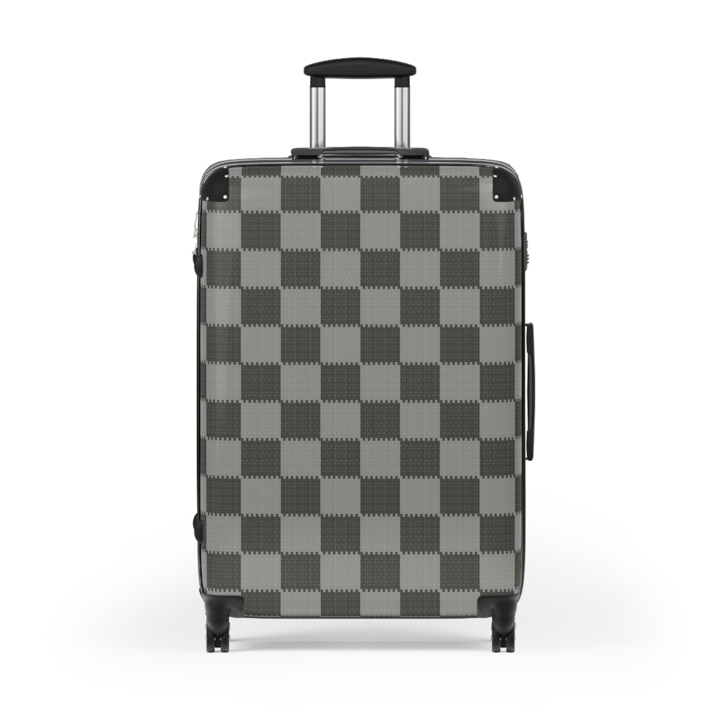 Gray Patchwork Suitcase, Stylish Expandable Luggage,  Fashionable Carry-On