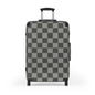 Gray Patchwork Suitcase, Stylish Expandable Luggage,  Fashionable Carry-On
