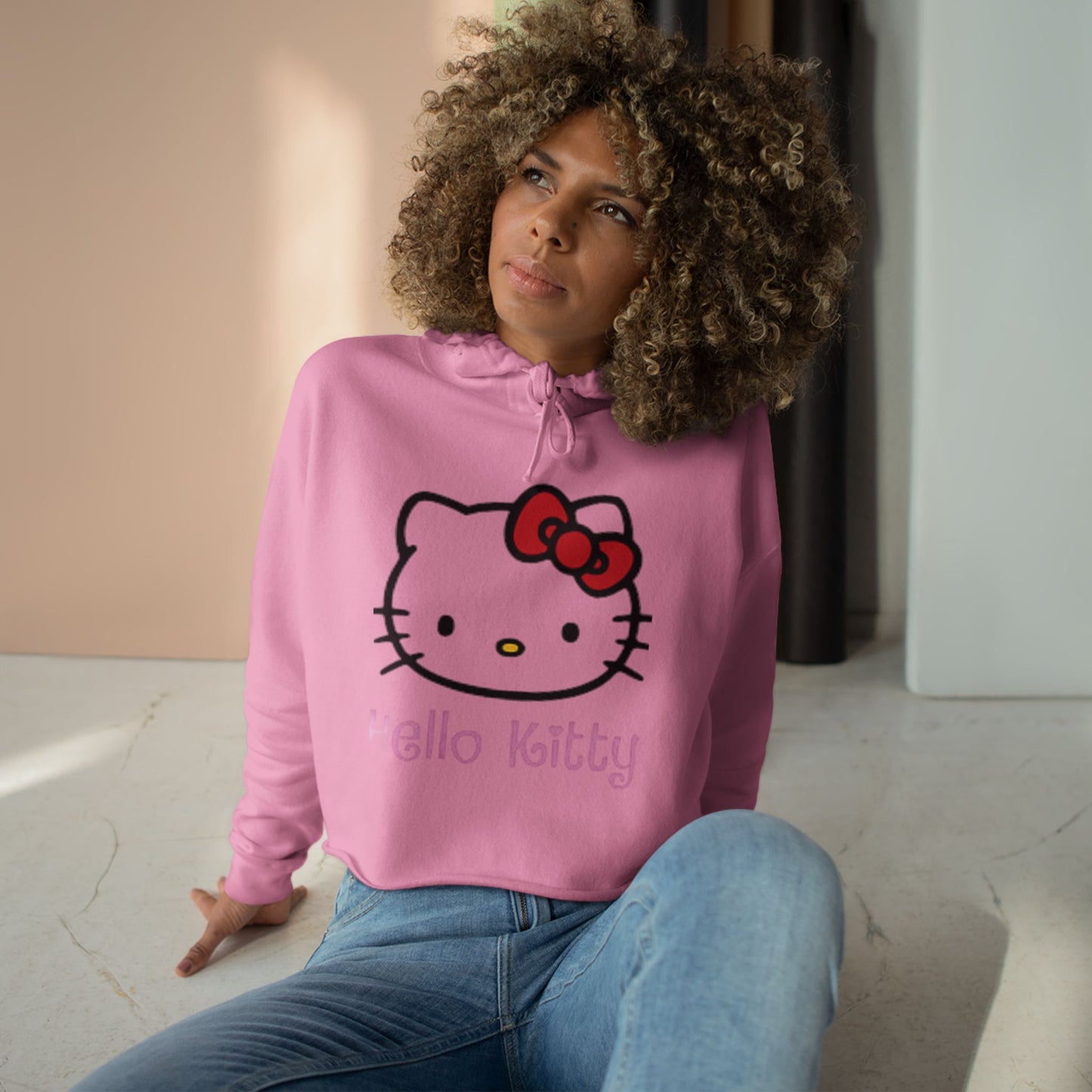 Hello Kitty Crop Top Hoodie Long Sweater
