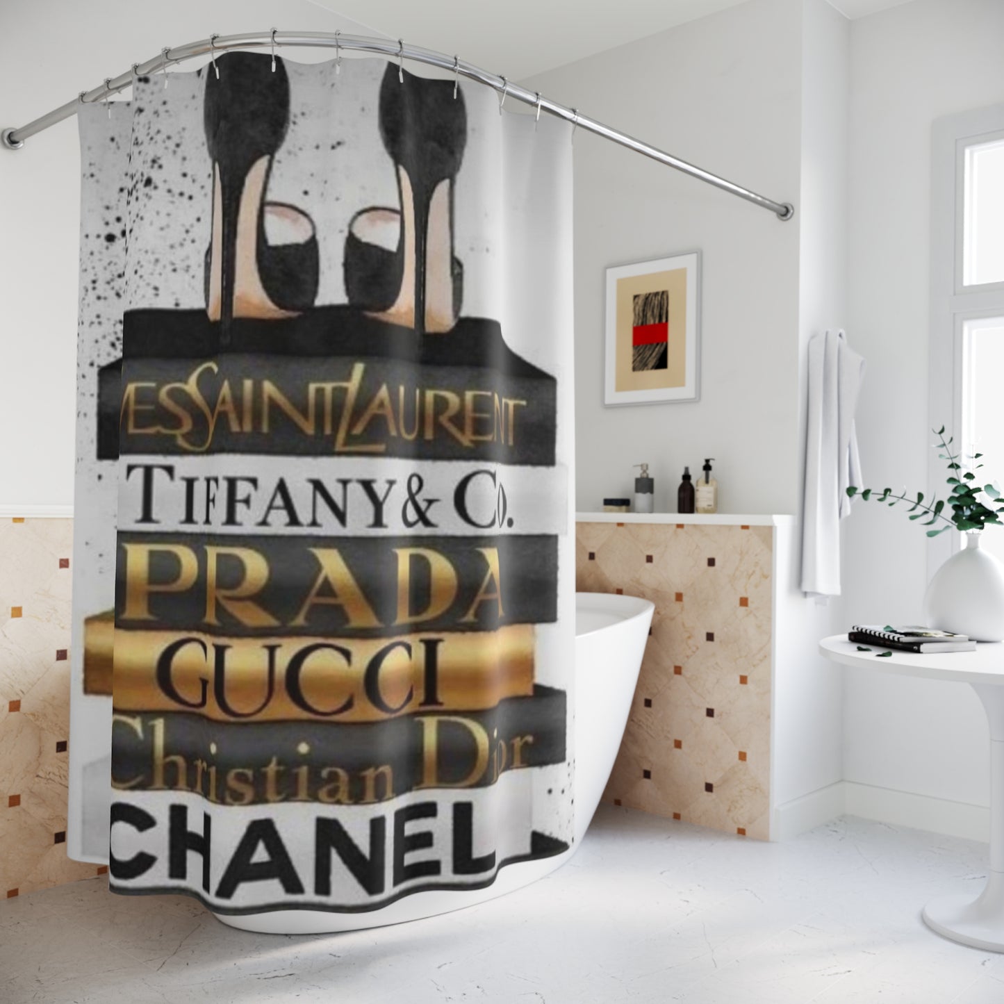 Red Bottom Designer Shower Curtain